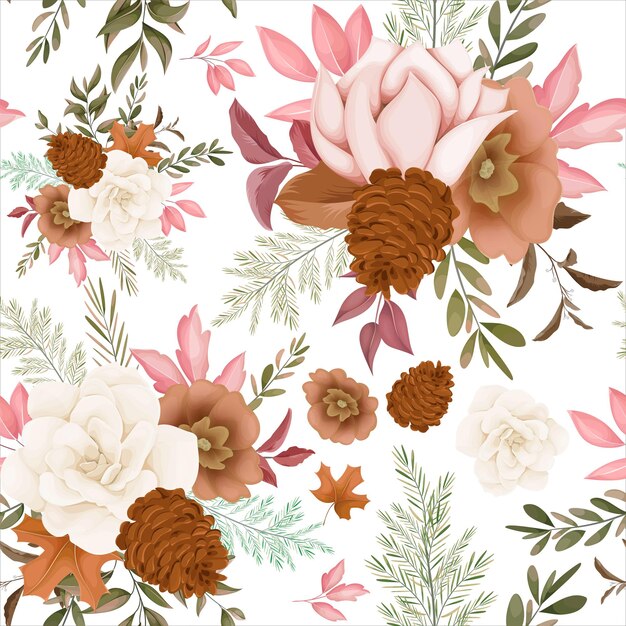 diseño de flores de otoño de patrones sin fisuras