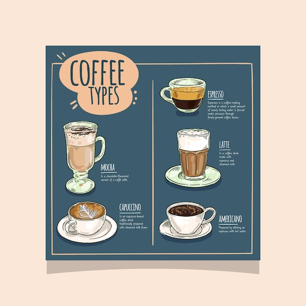 Diseño de flyer cuadrado de cafetería.