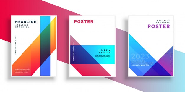 Diseño de flyer de folleto geométrico colorido de moda