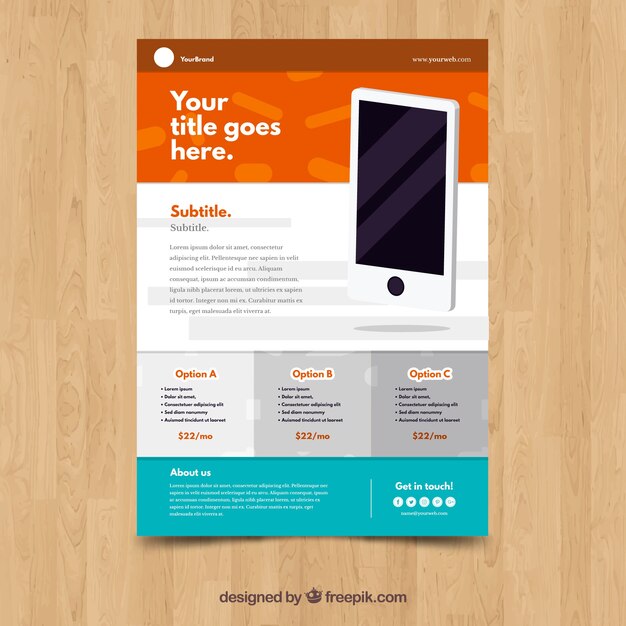 Diseño de flyer de negocios con smartphone