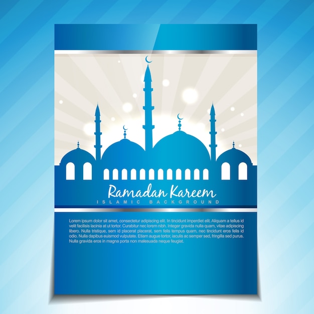 Diseño de folleto azul para ramadán kareem