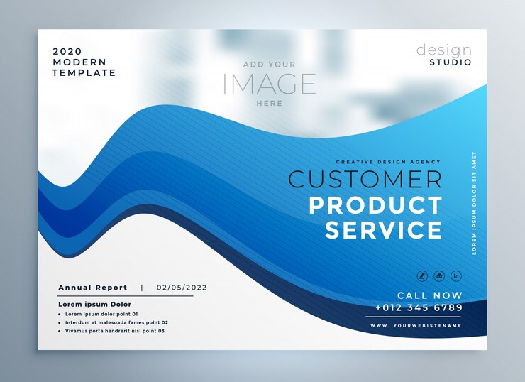 Vector gratuito diseño de folleto comercial azul ola profesional