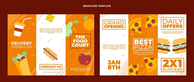 Diseño de folleto de comida plana