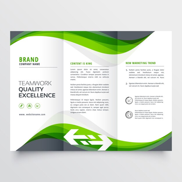 diseño de folleto triple ondulado verde creativo profesional