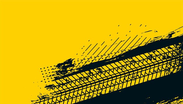 diseño de fondo amarillo con marca de rastro de patrón gris