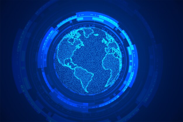 Diseño de fondo azul de tecnología global tierra concepto