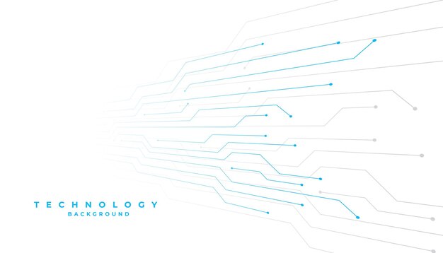 diseño de fondo blanco de circuito digital de cable tecnológico futurista