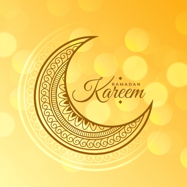 Vector gratuito diseño de fondo bokeh ramadan kareem amarillo