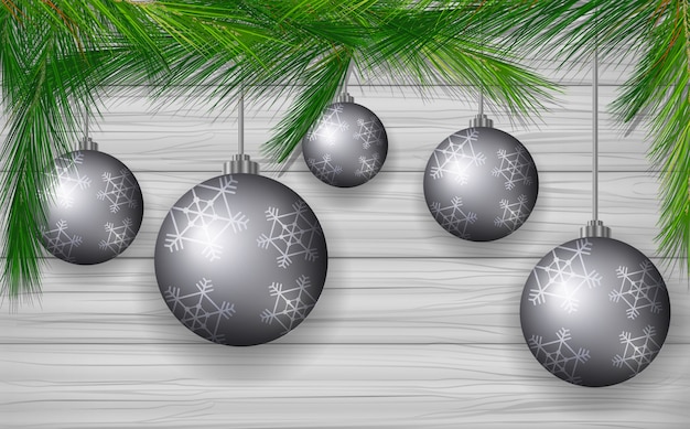 Diseño de fondo con bolas de navidad grises