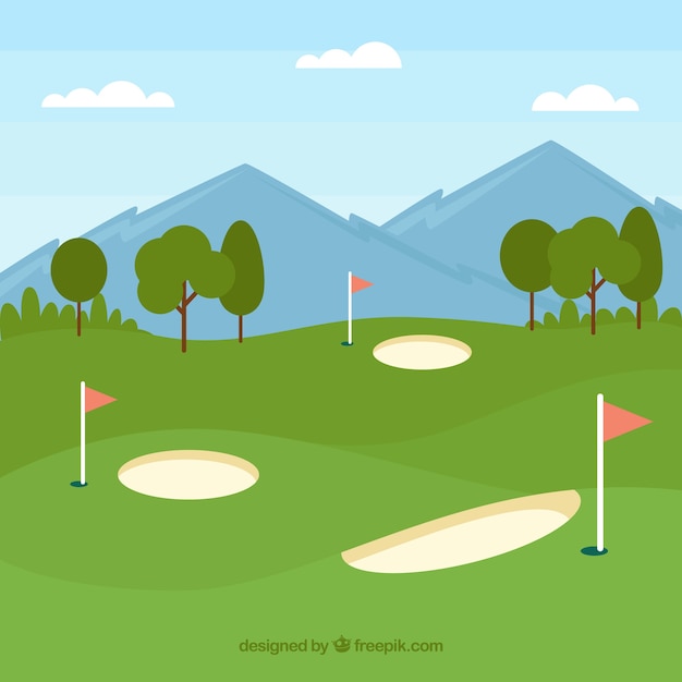 Vector gratuito diseño de fondo de campo de golf