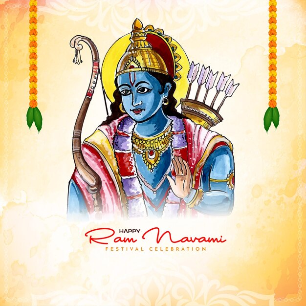 Diseño de fondo de celebración del festival religioso Happy Ram navami