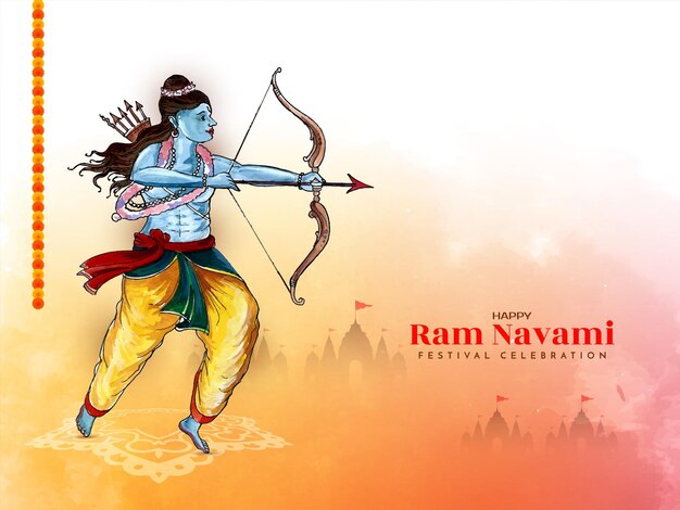 Diseño de fondo de celebración del festival religioso Happy Ram navami