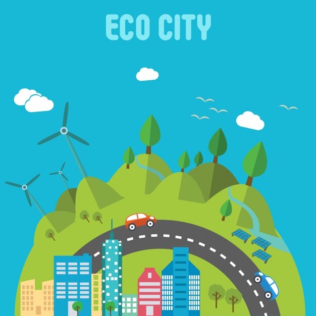 Diseño de fondo de ciudad ecológica