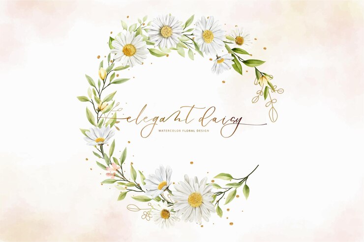 Vector gratuito diseño de fondo de corona floral de margarita dibujada a mano