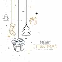 Vector gratuito diseño de fondo decorativo feliz navidad dibujado a mano