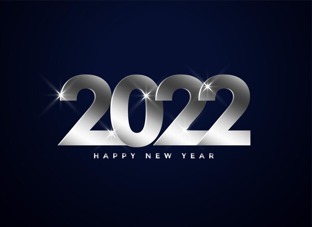 Diseño de fondo de efecto de texto plateado brillante 2022