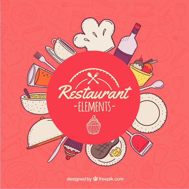 Vector gratuito diseño de fondo de elementos de restaurante