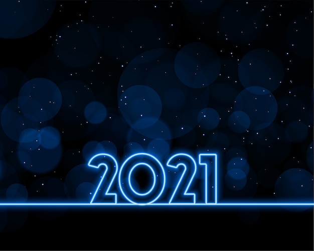Diseño de fondo de estilo neón feliz año nuevo 2021