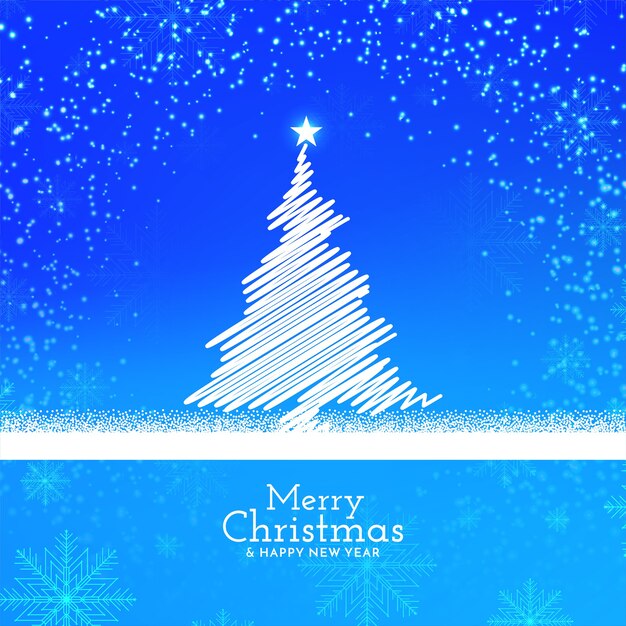 Diseño de fondo de feliz Navidad brillante de color azul