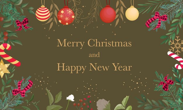 diseño de fondo feliz navidad con hermoso adorno navideño