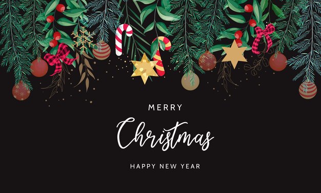diseño de fondo feliz navidad con hermoso adorno navideño