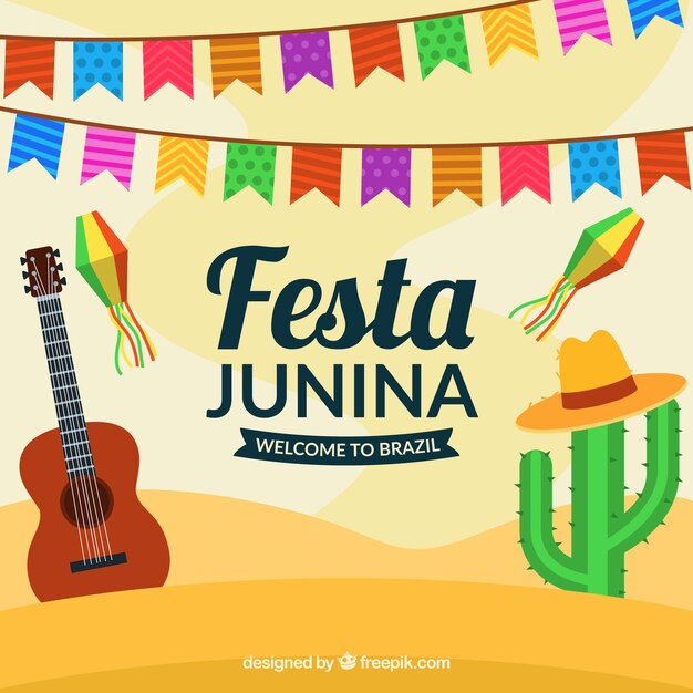 Diseño de fondo de festa junina en el desierto