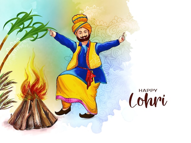 Vector gratuito diseño de fondo del festival tradicional de punjabi indio happy lohri