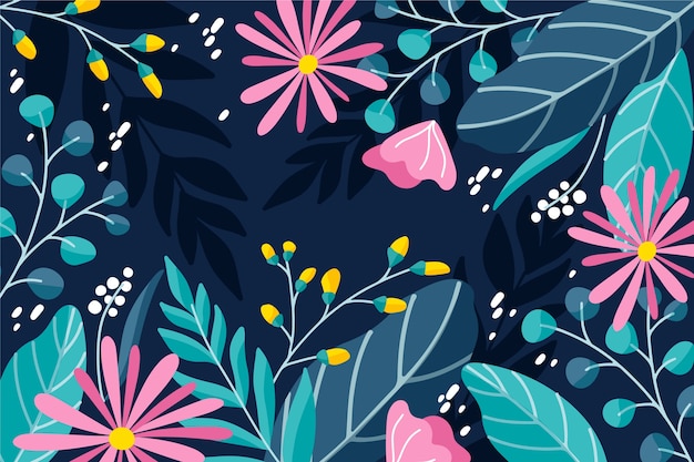 Vector gratuito diseño de fondo floral abstracto de diseño plano