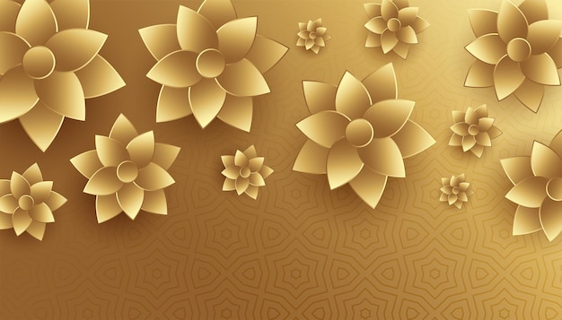 Diseño de fondo de flores doradas de estilo 3d