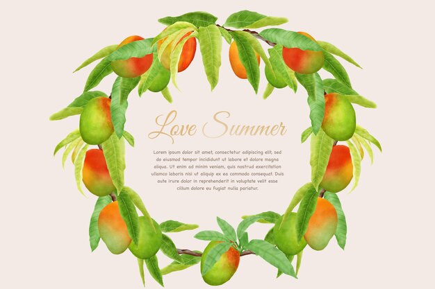 diseño de fondo de fruta de mango dibujado a mano