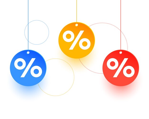 Diseño de fondo de icono de porcentaje de estilo colgante para calcular la comisión