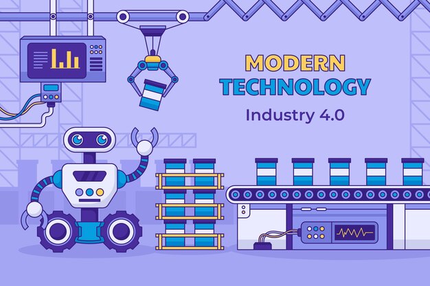 Diseño de fondo de la industria 4.0 dibujado a mano