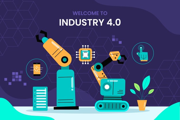 Diseño de fondo de la industria 4.0 dibujado a mano