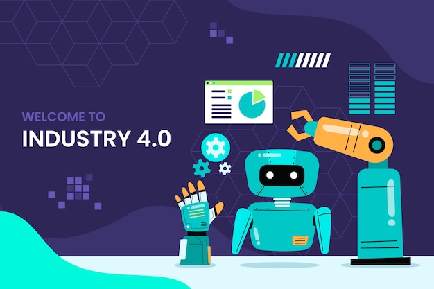 Diseño de fondo de la industria 4.0 dibujado a mano