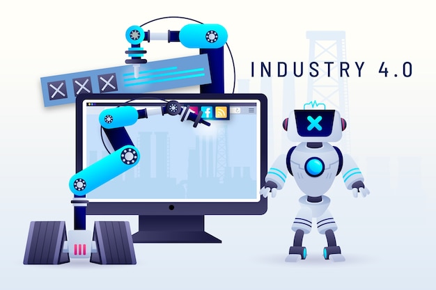Diseño de fondo de la industria 4.0 dibujado a mano