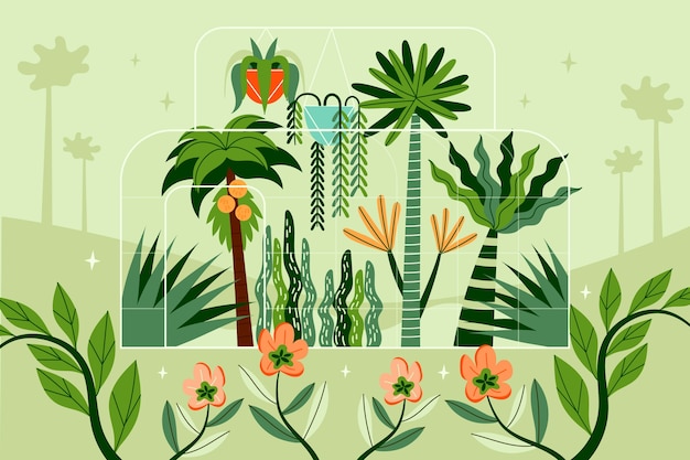 Diseño de fondo de jardín botánico