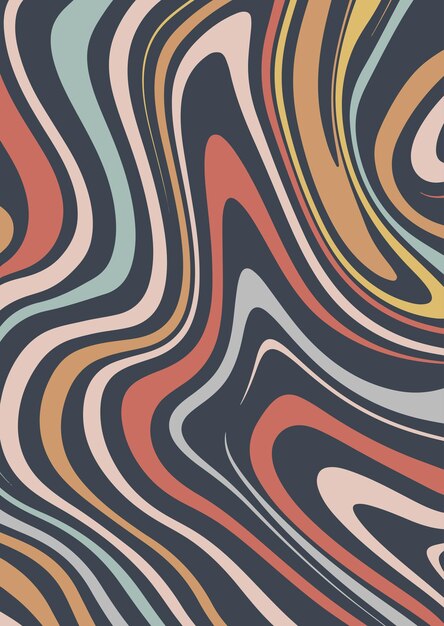 Diseño de fondo de línea distorsionada abstracta de colores retro