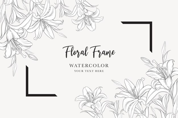 diseño de fondo de lirio floral monolínea dibujado a mano