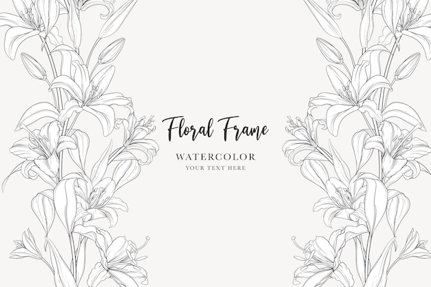 diseño de fondo de lirio floral monolínea dibujado a mano