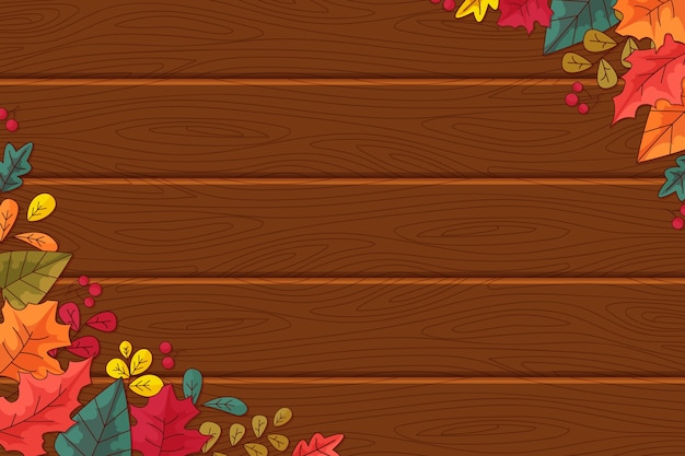 Vector gratuito diseño de fondo de madera de otoño