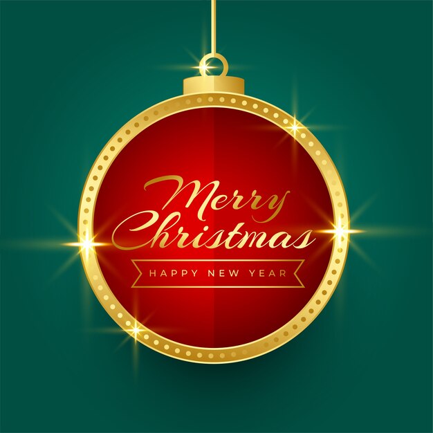 Diseño de fondo de marco de bola de Navidad dorada brillante