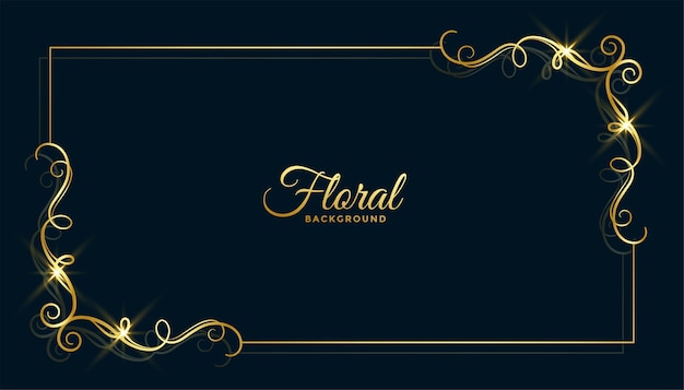 Vector gratuito diseño de fondo de marco floral dorado