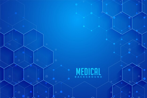 Diseño de fondo médico y sanitario hexagonal azul