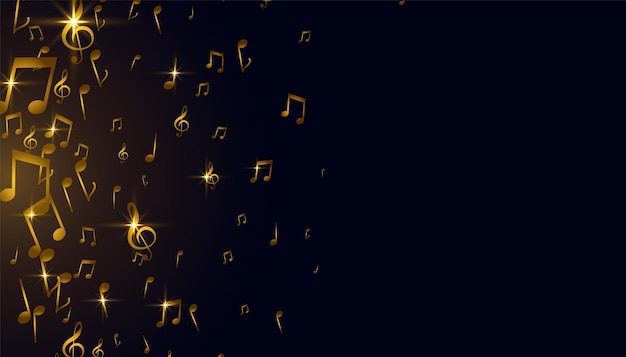 Vector gratuito diseño de fondo de notas musicales doradas