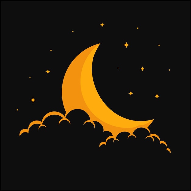 Diseño de fondo de nubes y estrellas de luna de ensueño