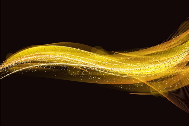 Diseño de fondo de onda brillante y oro