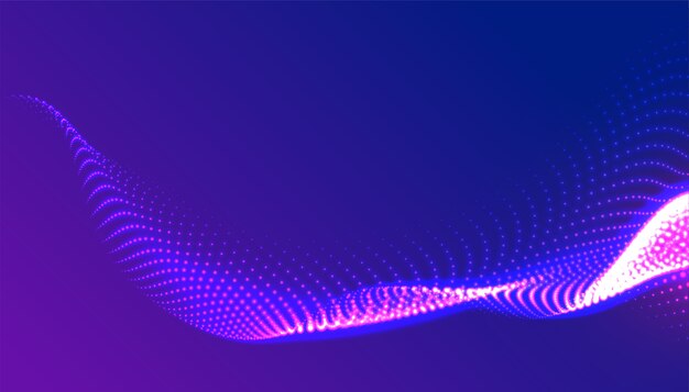 Diseño de fondo de onda de partículas púrpura brillante digital