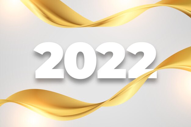 Diseño de fondo ondulado dorado año nuevo 2022