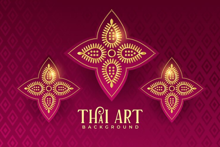 Vector gratuito diseño de fondo de ornamento floral decorativo tailandés