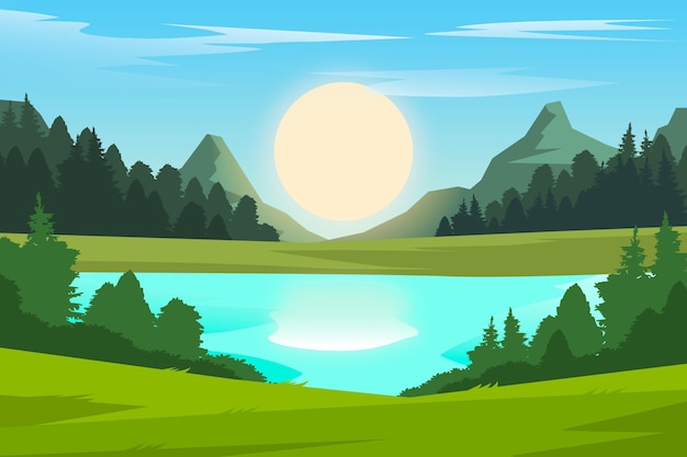 Vector gratuito diseño de fondo de paisaje natural